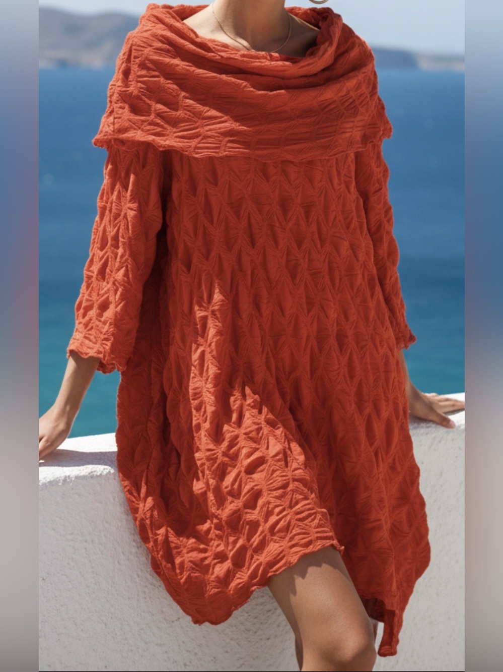 Vibrant Red Seven Karat Long Sleeve Off Shoulder XLCollar  Party Holiday Dress